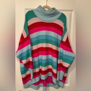 Cabana Crown & Ivy Multicolor Striped Turtleneck Sweater